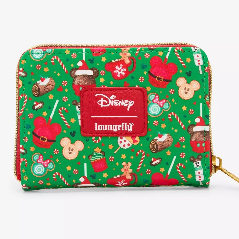 New Loungefly Disney Mickey Mouse Holiday Treats Mini Zipper Wallet